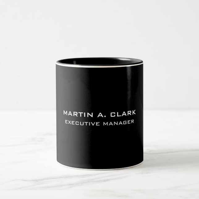 Moderne Minimalistische Schlichte Elegant Schwarz  Zweifarbige Tasse (Mittel)