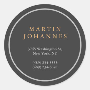 Moderne Minimalistische Schlichte Elegante Graue N Runder Aufkleber