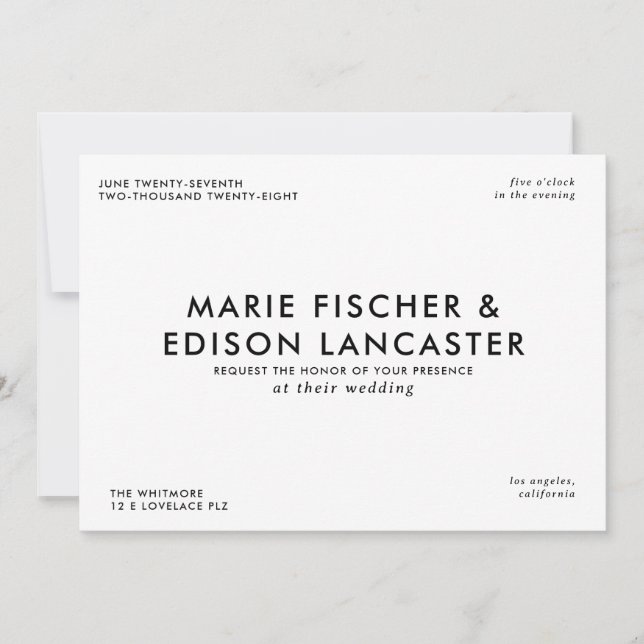 Moderne Minimalistische, schlichte Hochzeit mit Ch Einladung (Vorderseite)