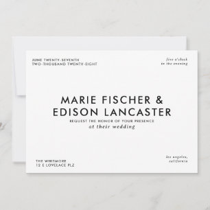Moderne Minimalistische, schlichte Hochzeit mit Ch Einladung