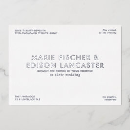 Moderne Minimalistische, schlichte Hochzeit mit Ch Folieneinladung