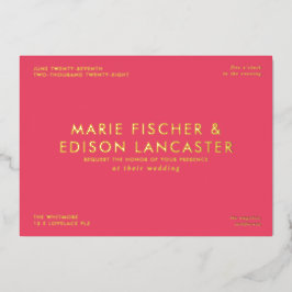 Moderne Minimalistische, schlichte Hochzeit mit Ch Folieneinladung