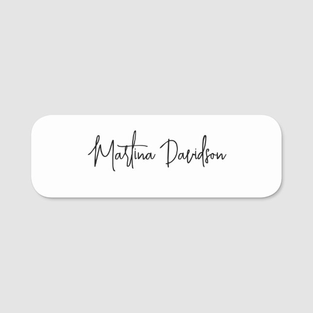 Moderne Minimalistische Schlichte Kreativkalligrap Namensschild (Vorderseite)