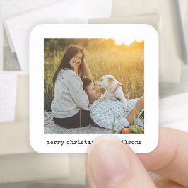 Moderne Minimalistische Schreibmaschine frohe Weih Quadratischer Aufkleber