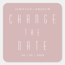 moderne minimalistische Schrift ändert das Datum Quadratischer Aufkleber