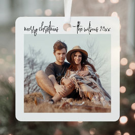 Moderne Minimalistische Schrift Frohe Weihnachten Ornament Aus Metall