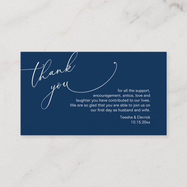 Moderne Minimalistische Schrift, Hochzeit Danke Begleitkarte (Vorderseite)