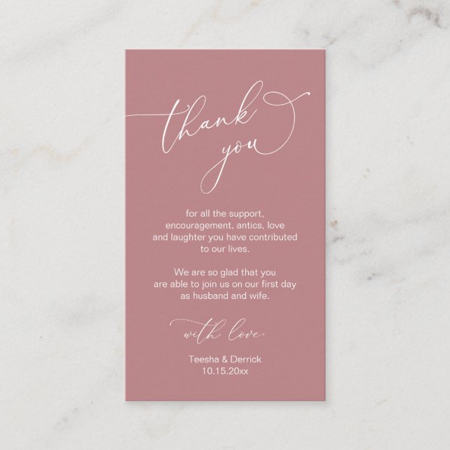 Moderne Minimalistische Schrift, Hochzeit Danke Begleitkarte (Vorderseite)
