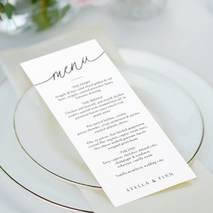 Moderne minimalistische Schrift Hochzeit Menükarte