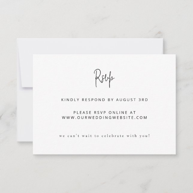 Moderne Minimalistische Schrift Hochzeit Schwarz u RSVP Karte (Vorderseite)