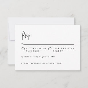 Moderne Minimalistische Schrift Hochzeit Schwarz u RSVP Karte