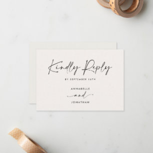 Moderne Minimalistische Schrift Hochzeits-RSVP mit Mitteilungskarte