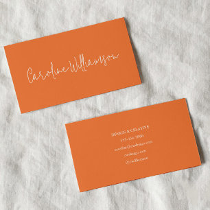Moderne minimalistische Schrift Name Orange Einzig Visitenkarte
