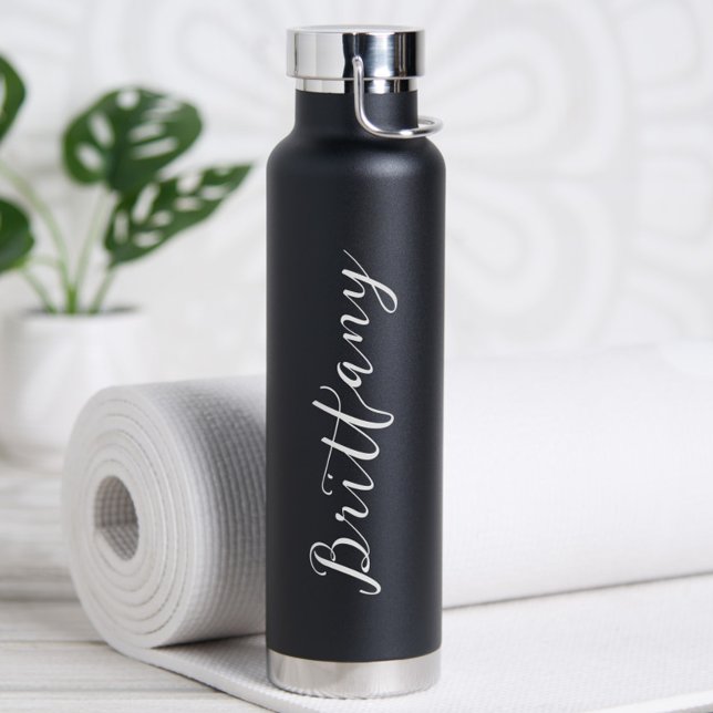 Moderne Minimalistische Schrift Personalisiert Trinkflasche (Personalized Water Bottle with Name - perfect as a birthday gift, bridesmaid gift or for the bride!)