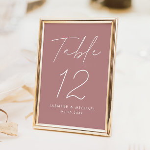 Moderne Minimalistische Schrift Staubige Rose Hoch Tischnummer