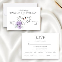 Moderne minimalistische Schwan-RSVP-Karte mit Esse