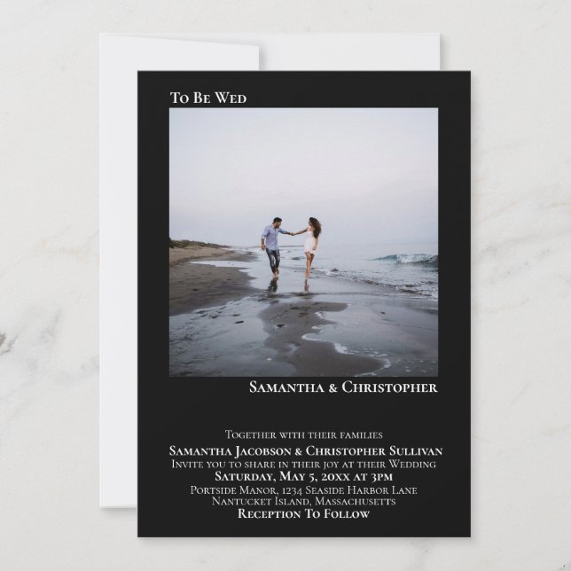 Moderne Minimalistische Schwarz-Einfache Hochzeit  Einladung (Vorderseite)