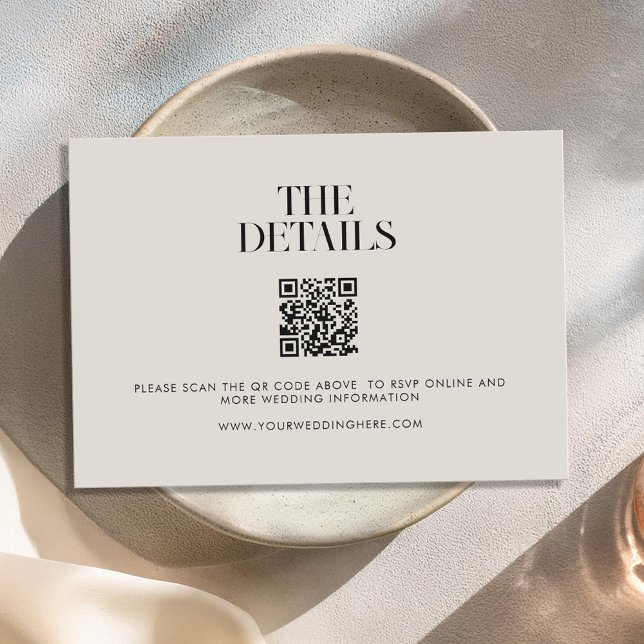 Moderne Minimalistische Schwarz-Elfenbeinchic-Hoch Begleitkarte (Von Creator hochgeladen)