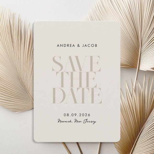 Moderne Minimalistische Schwarz-Elfenbeinchic-Hoch Save The Date (Von Creator hochgeladen)