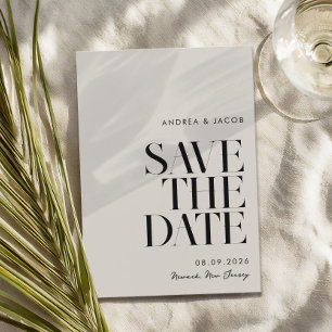 Moderne Minimalistische Schwarz-Elfenbeinchic-Hoch Save The Date