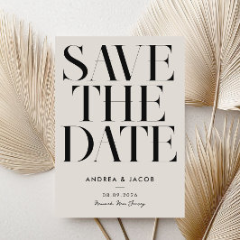 Moderne Minimalistische Schwarz-Elfenbeinchic-Hoch Save The Date