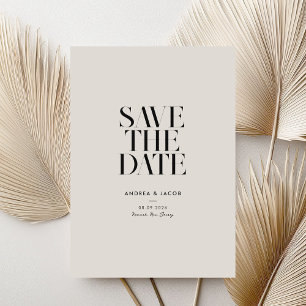 Moderne Minimalistische Schwarz-Elfenbeinchic-Hoch Save The Date