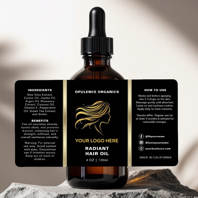 Moderne Minimalistische Schwarz-Gold-Kosmetikflasc (Von Creator hochgeladen)