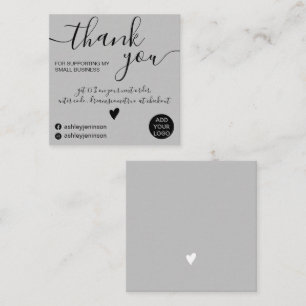 Moderne minimalistische schwarz-graue Ordnung dank Quadratische Visitenkarte