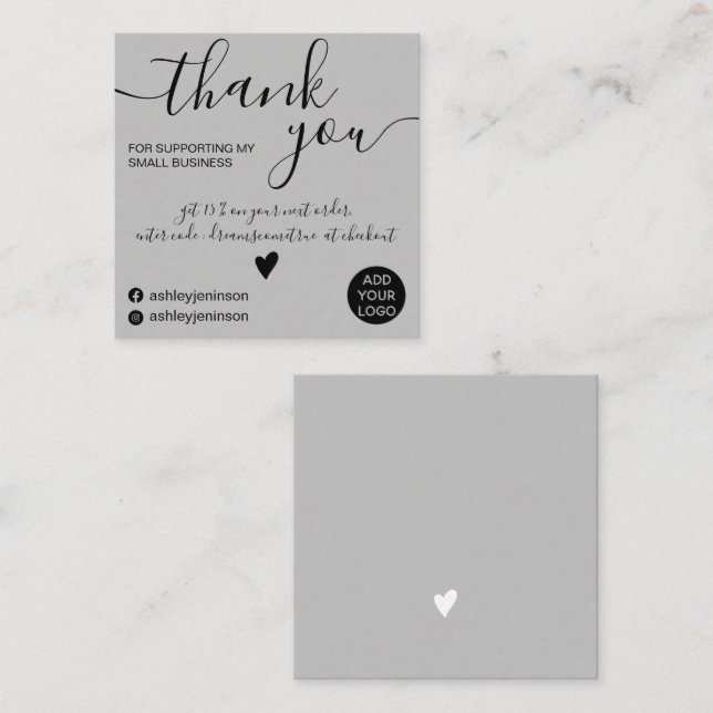 Moderne minimalistische schwarz-graue Ordnung Viel Quadratische Visitenkarte (Vorne/Hinten)