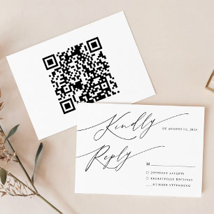 Moderne Minimalistische Schwarz-Kalligrafie-Skript RSVP Karte
