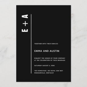 Moderne Minimalistische Schwarz kühne Initialen Ho Einladung