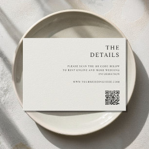 Moderne Minimalistische Schwarz- und Ecru-Hochzeit Begleitkarte