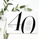 Moderne minimalistische Schwarz-Weiß 40. Geburtsta Einladung<br><div class="desc">Die moderne,  minimalistische 40. Party Einladung mit der stilvollen Nummer 40 und den Details Ihres Party in klassischem Serif-Schriftart,  einfach und elegant,  eine großartige Überraschung ErwachsenenGeburtstagseinladung für Damen und Herren.</div>