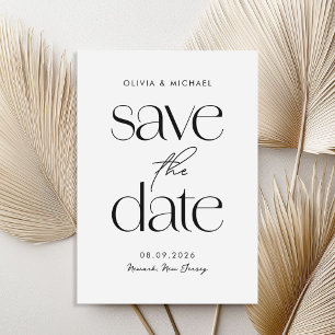Moderne Minimalistische Schwarz-Weiß-Chic-Hochzeit Save The Date