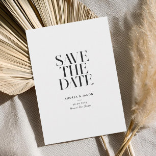 Moderne Minimalistische Schwarz-Weiß-Chic-Hochzeit Save The Date