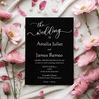 Moderne Minimalistische Schwarz-Weiß-Einfache Hoch Einladung