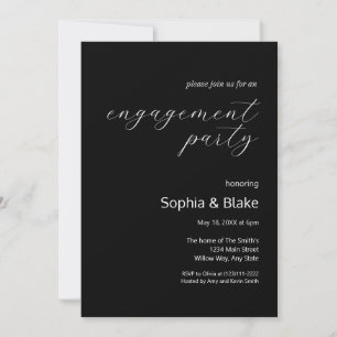 Moderne Minimalistische Schwarz-Weiß-Engagement-Pa Einladung