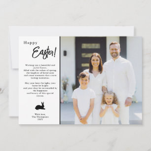 Moderne Minimalistische Schwarz-Weiß-Familienfoto- Karte