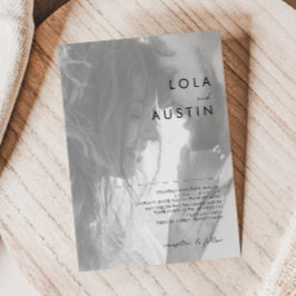 Moderne Minimalistische Schwarz-Weiß-Foto-Hochzeit Einladung