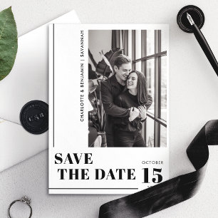 Moderne minimalistische Schwarz-Weiß-Foto Save The Date