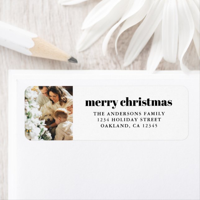 Moderne Minimalistische Schwarz & Weiß frohe Weihn (Insitu)