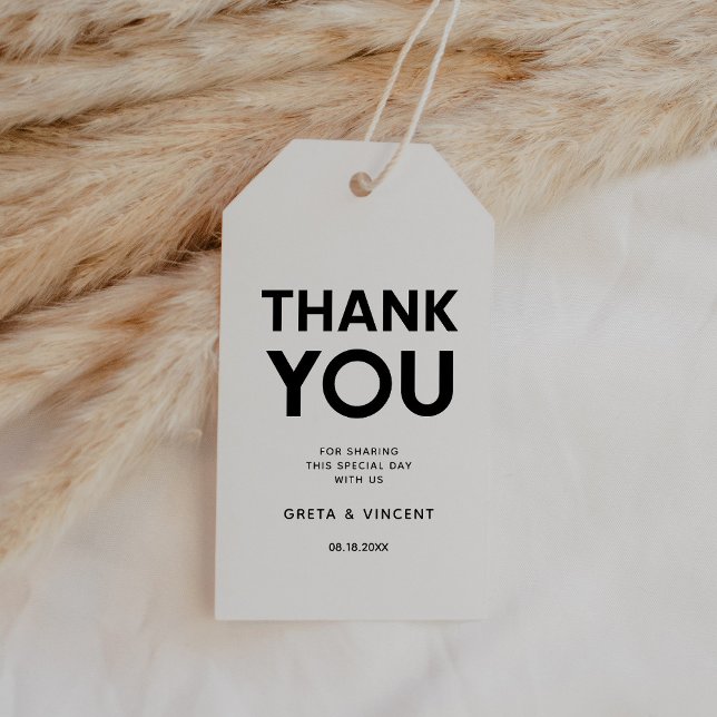 Moderne minimalistische Schwarz-Weiß-Gastgeschenk  Geschenkanhänger (Von Creator hochgeladen)