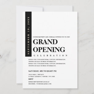 Moderne Minimalistische Schwarz/Weiß Grand Opening Einladung