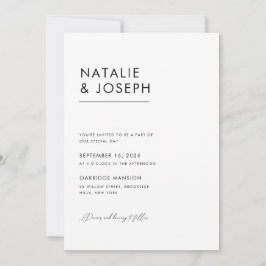 Moderne Minimalistische Schwarz-Weiß-Hochzeit Einladung