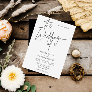 Moderne Minimalistische Schwarz-Weiß-Hochzeit Einladung
