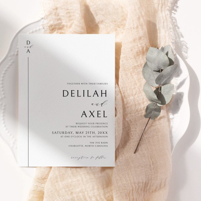 Moderne Minimalistische Schwarz-Weiß-Hochzeit Einladung (Von Creator hochgeladen)