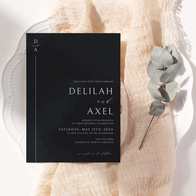 Moderne Minimalistische Schwarz-Weiß-Hochzeit Einladung (Von Creator hochgeladen)