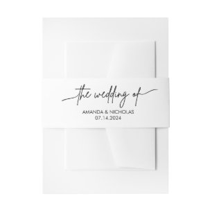 Moderne Minimalistische Schwarz-Weiß-Hochzeit Einladungsbanderole