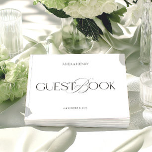 Moderne Minimalistische Schwarz-Weiß-Hochzeit Gästebuch