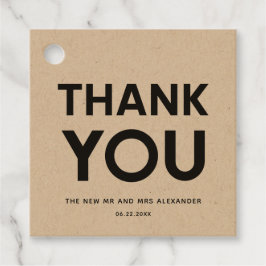 Moderne, minimalistische Schwarz-Weiß-Hochzeit Geschenkanhänger